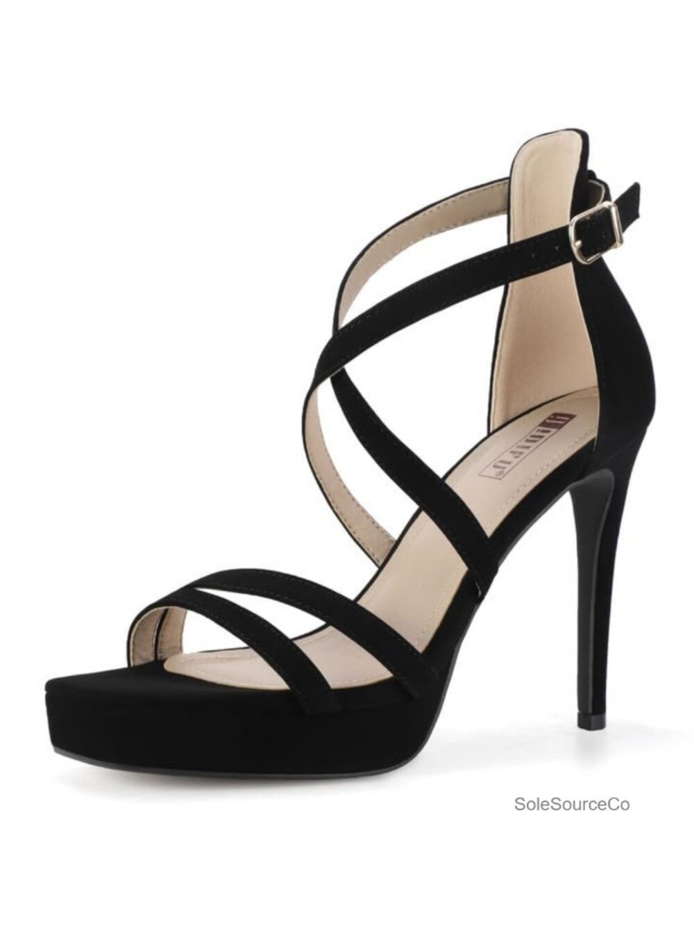 Strappy Platform Heels for Women Square Toe Stiletto Sandals Bridal Party Dress